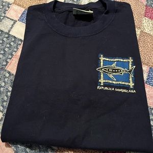 Blue T-shirt with fish